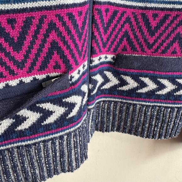 Title Nine Fair Isle Full Zip Washable Wool Sweater Jacket Cardigan M - Picture 5 of 9